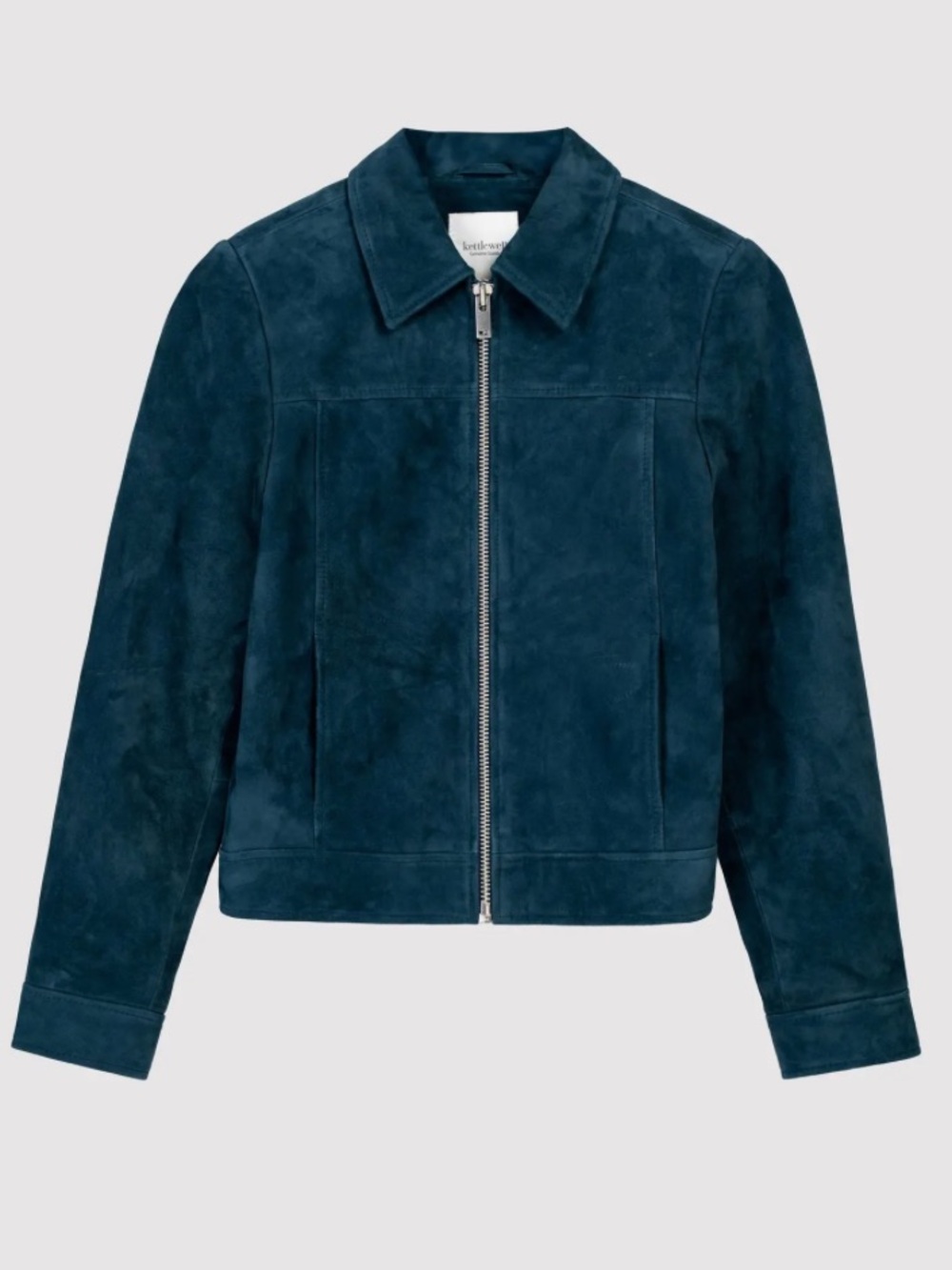 Harper Suede Bomber Front zip-up Jacket in Marine Navy color
